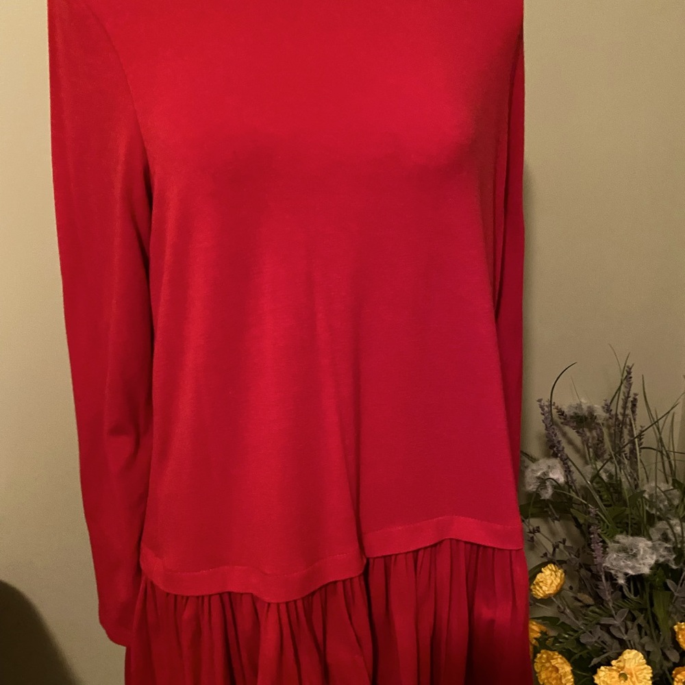 J Jill red tunic with pleated ruffle - MP